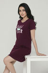 Zivame Farm Lore Knit Cotton Night Dress - Plum Purple — thumbnail 4